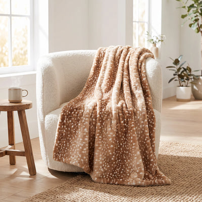 Deer blanket draped on chair