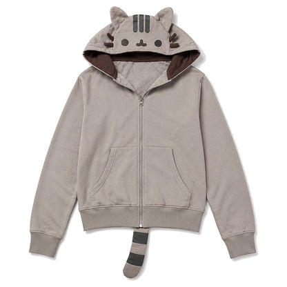 Vintage Cat Zip-Up front view with cat ear hood
