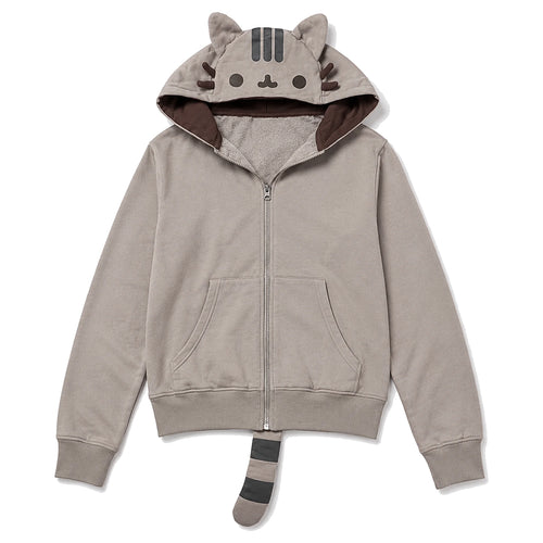 Vintage Cat Zip-Up front view with cat ear hood