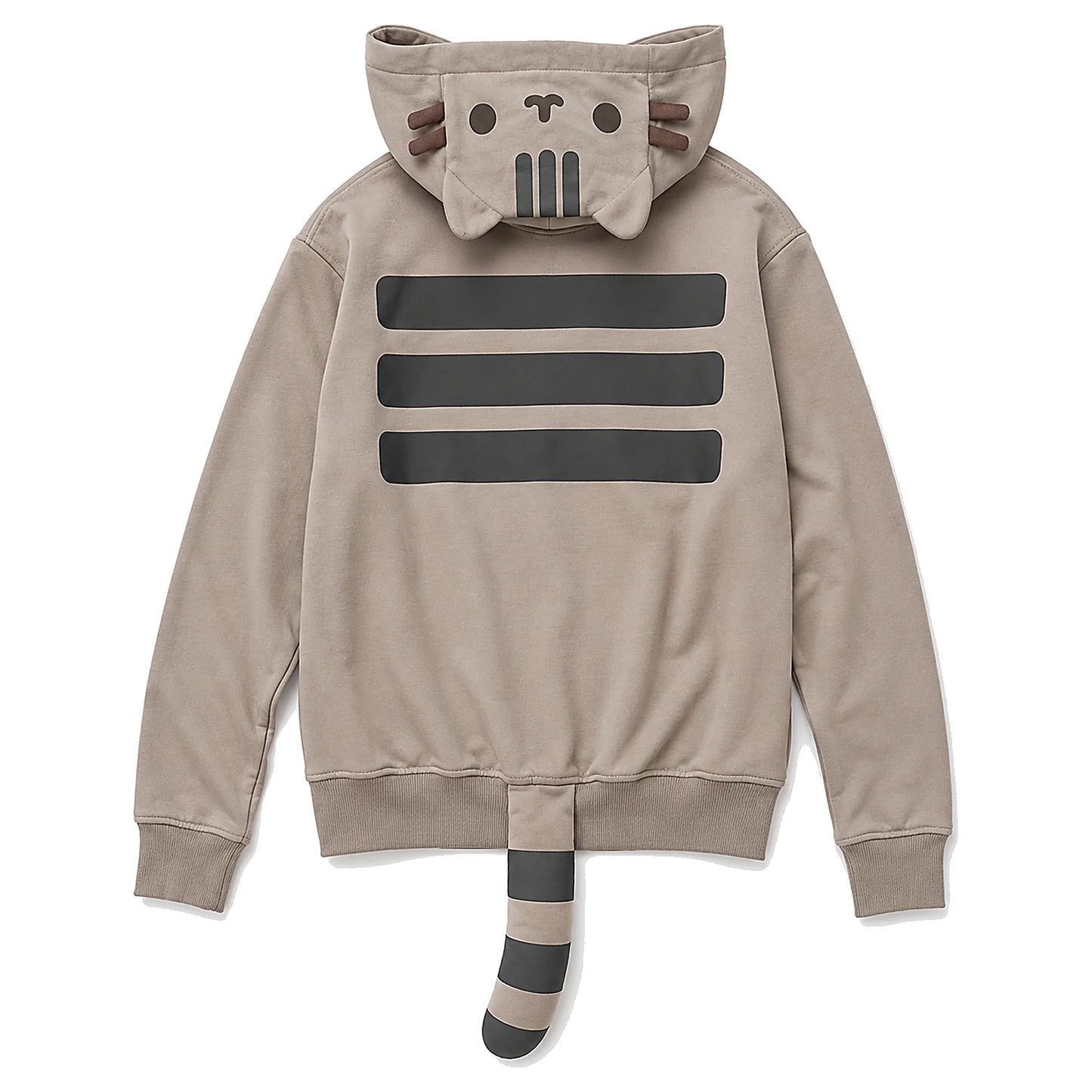 Back view with three stripes and attached tail