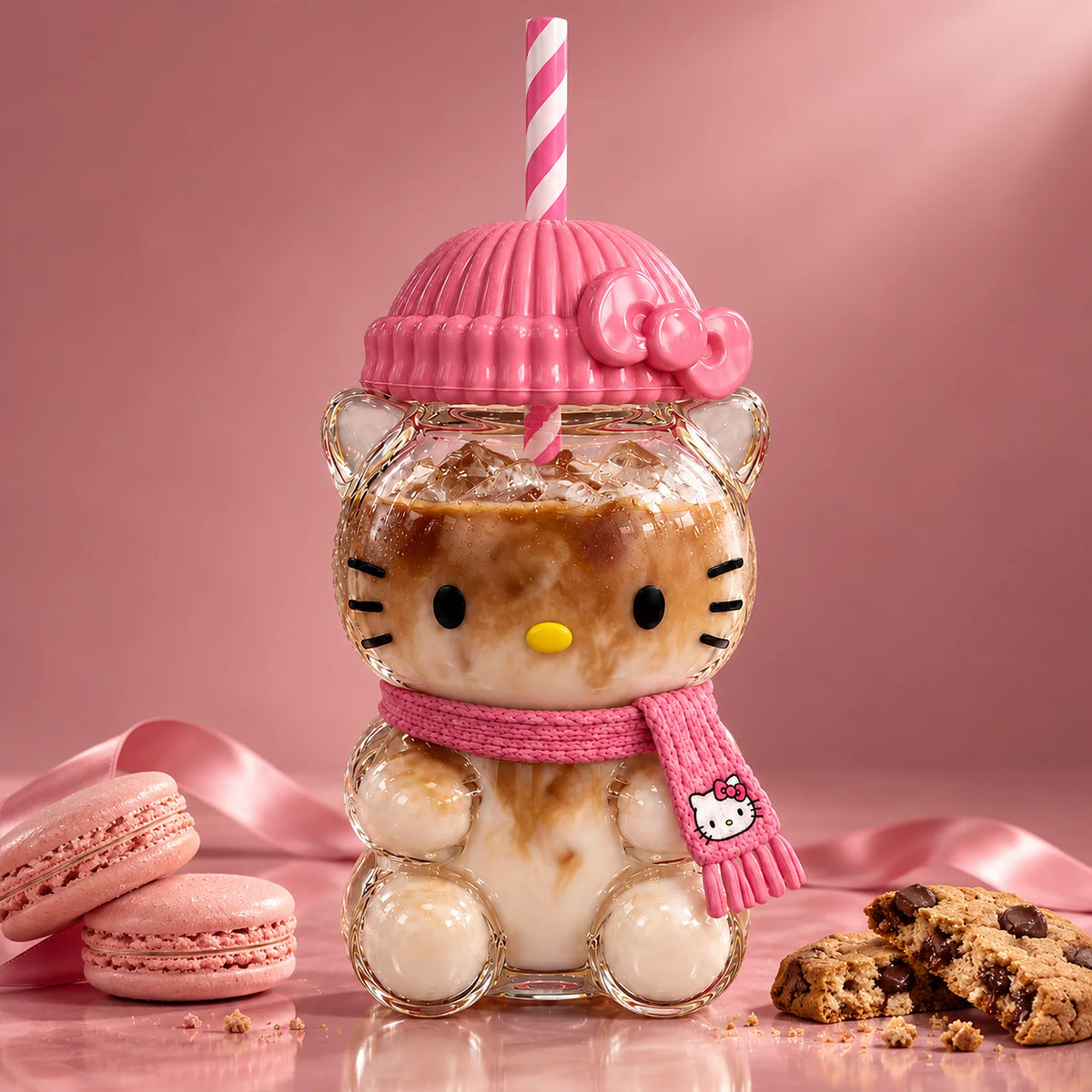 Kitty Glass Cup 20oz with iced latte