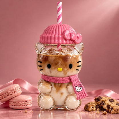Kitty Glass Cup 20oz with iced latte