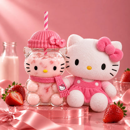 Kitty Glass Cup with Kitty Plush