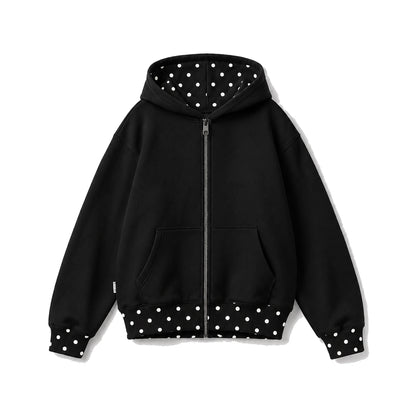 Cloud Polka Dot Set Zip-Up Hoodie Black