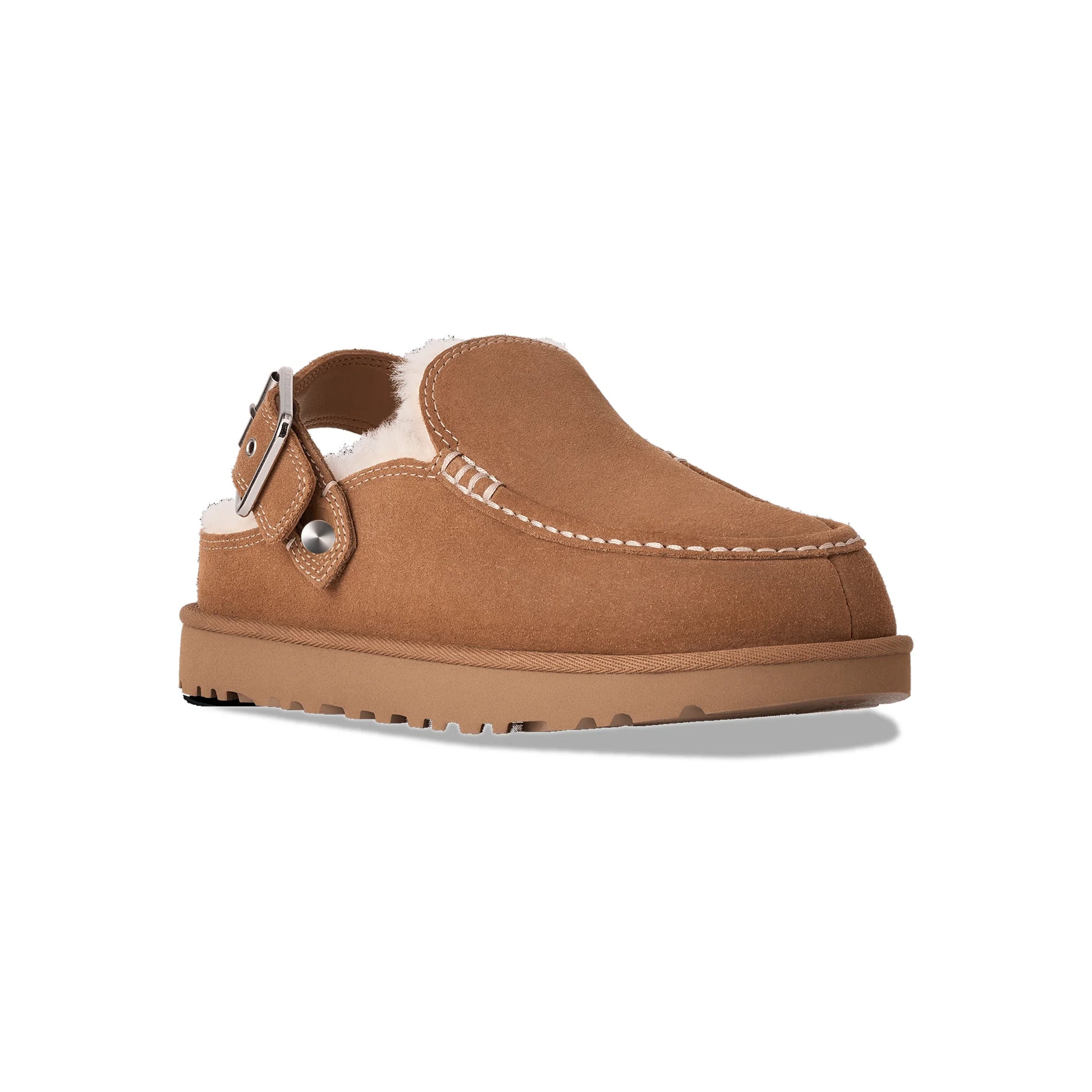 Shearling Buckle Clog Chestnut