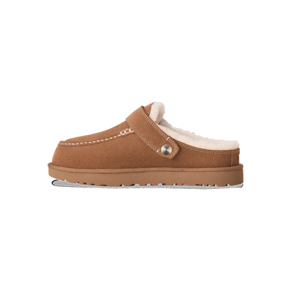 Shearling Buckle Clog Chestnut