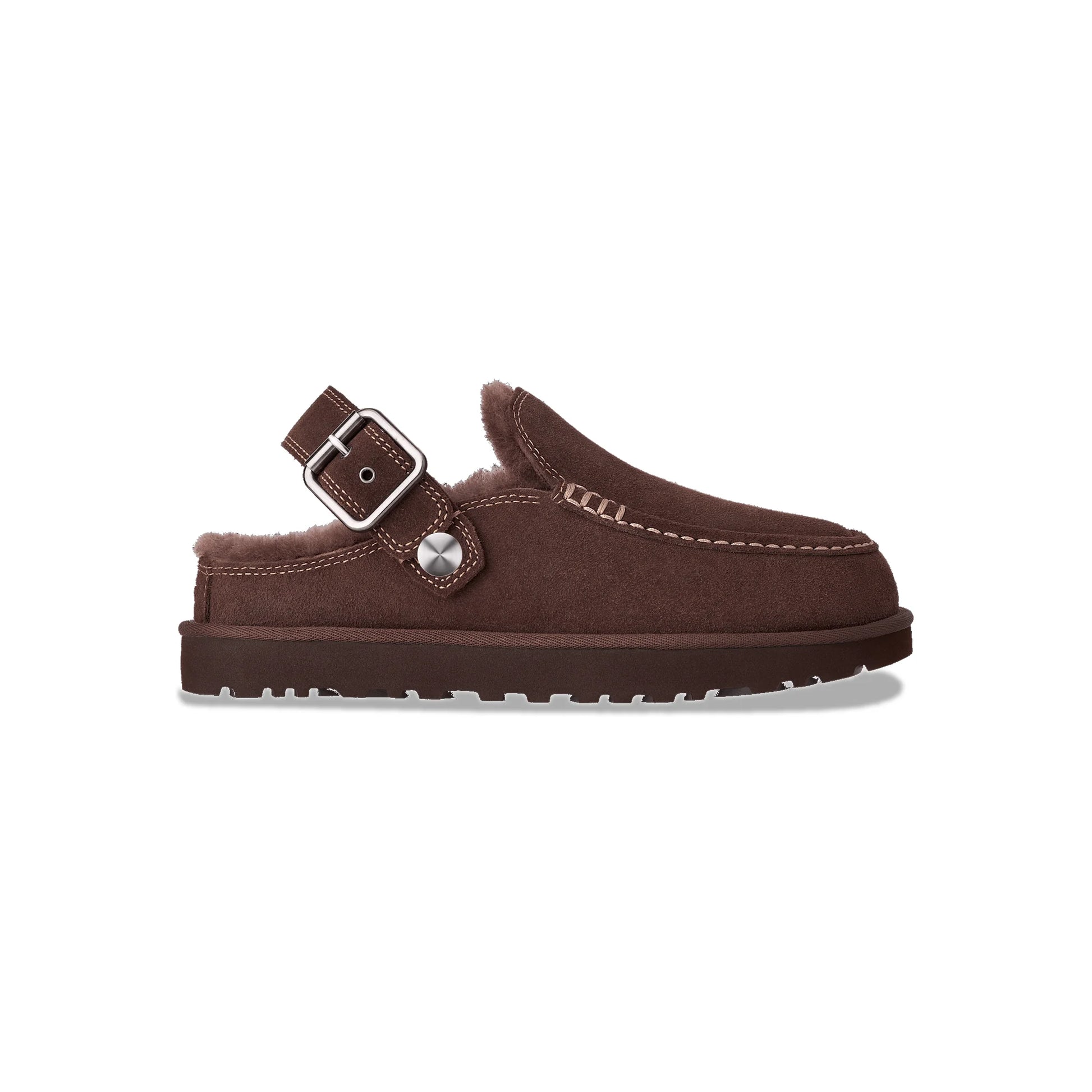 Shearling Buckle Clog Chocolate
